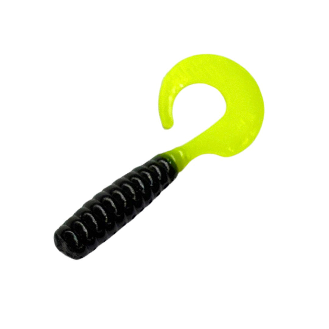 Pure Crappie Pig Tail - Black/Chartreuse 2” 10 Pack