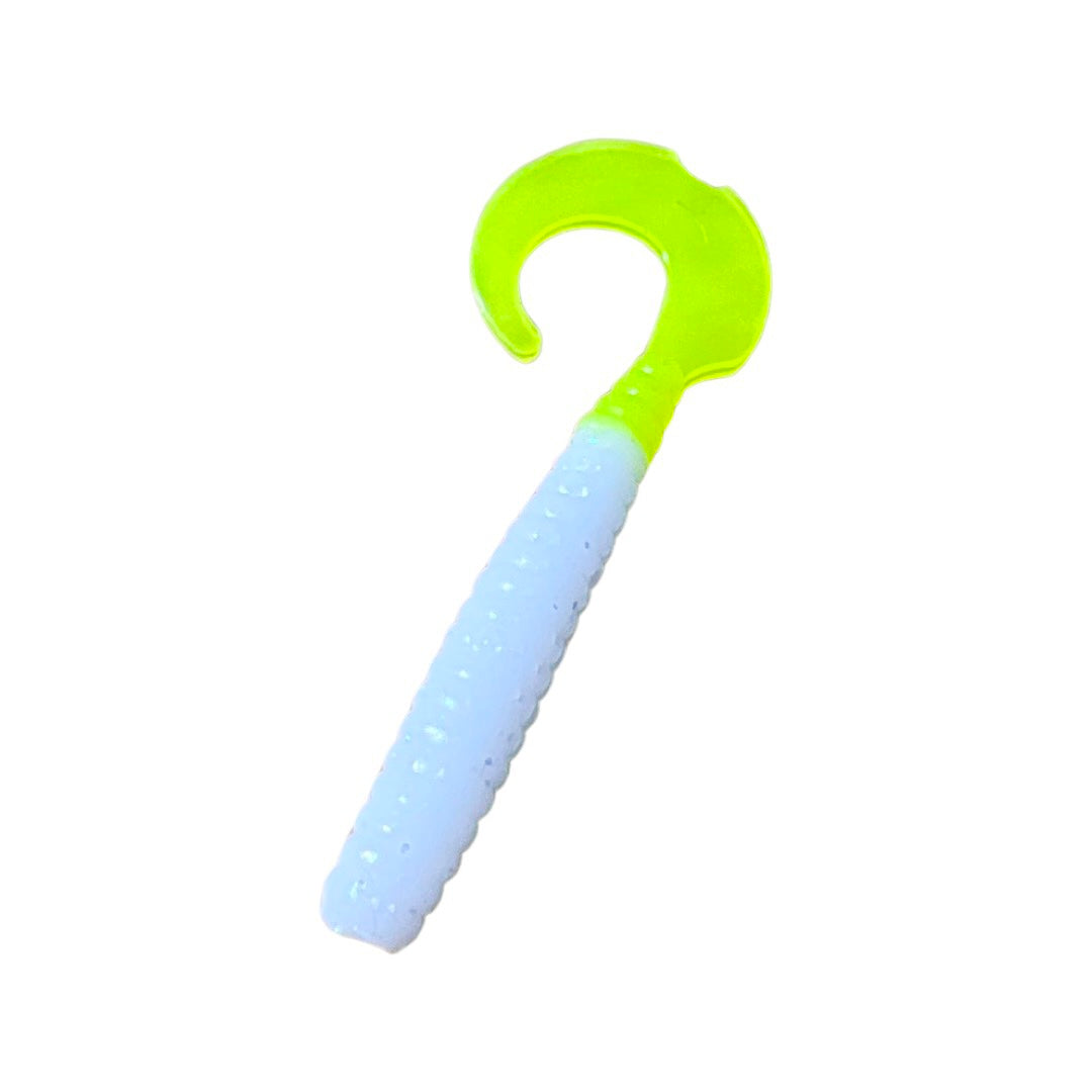 Pure Crappie Pig Tail Pro - White/Chartreuse 2.5”
