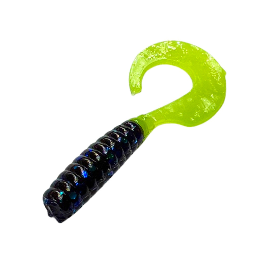 Pure Crappie Pig Tail - Junebug/Chartreuse 2”