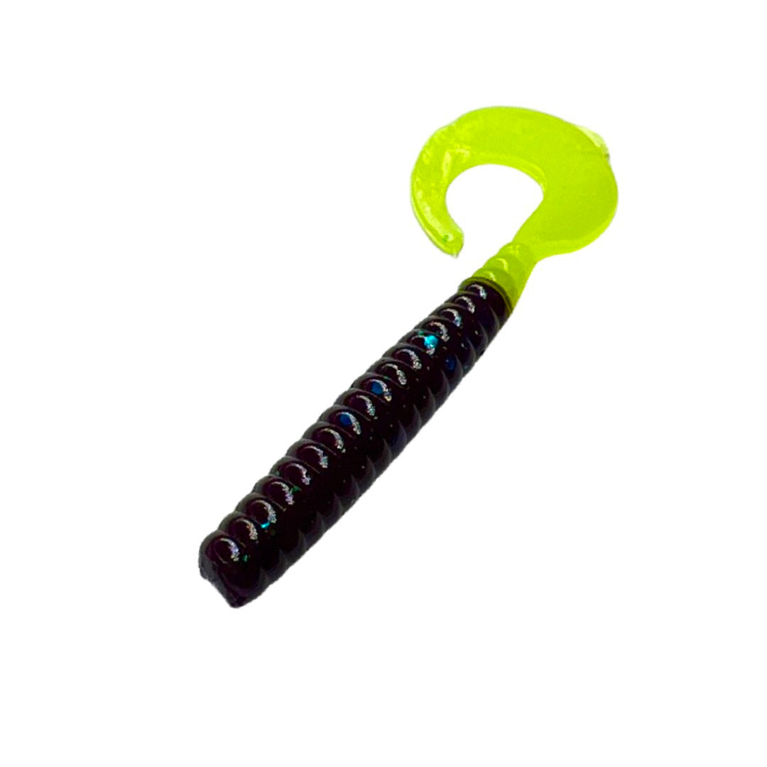 Pure Crappie Pig Tail Pro - Junebug/Chartreuse 2.5”