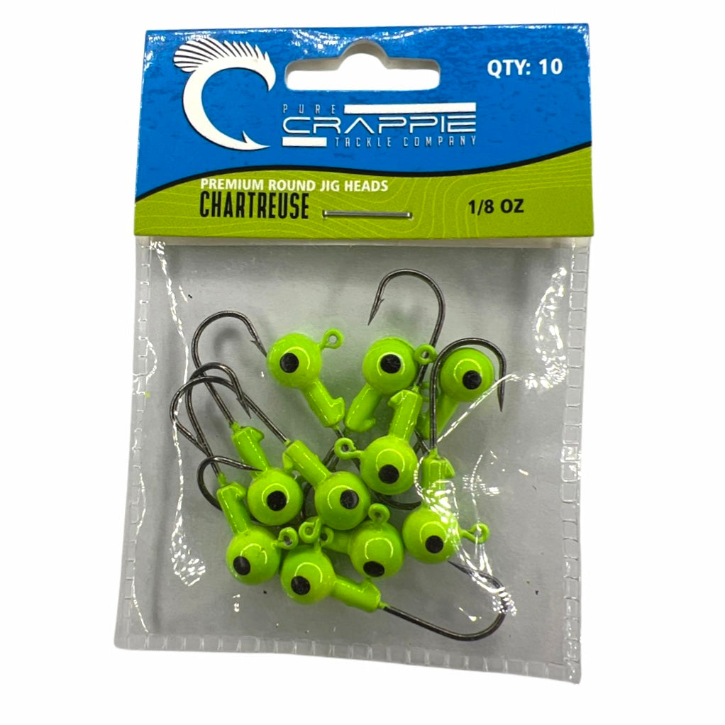 Pure Crappie 1/8 Ounce Jigs 10pc. - Chartreuse - Pure Crappie