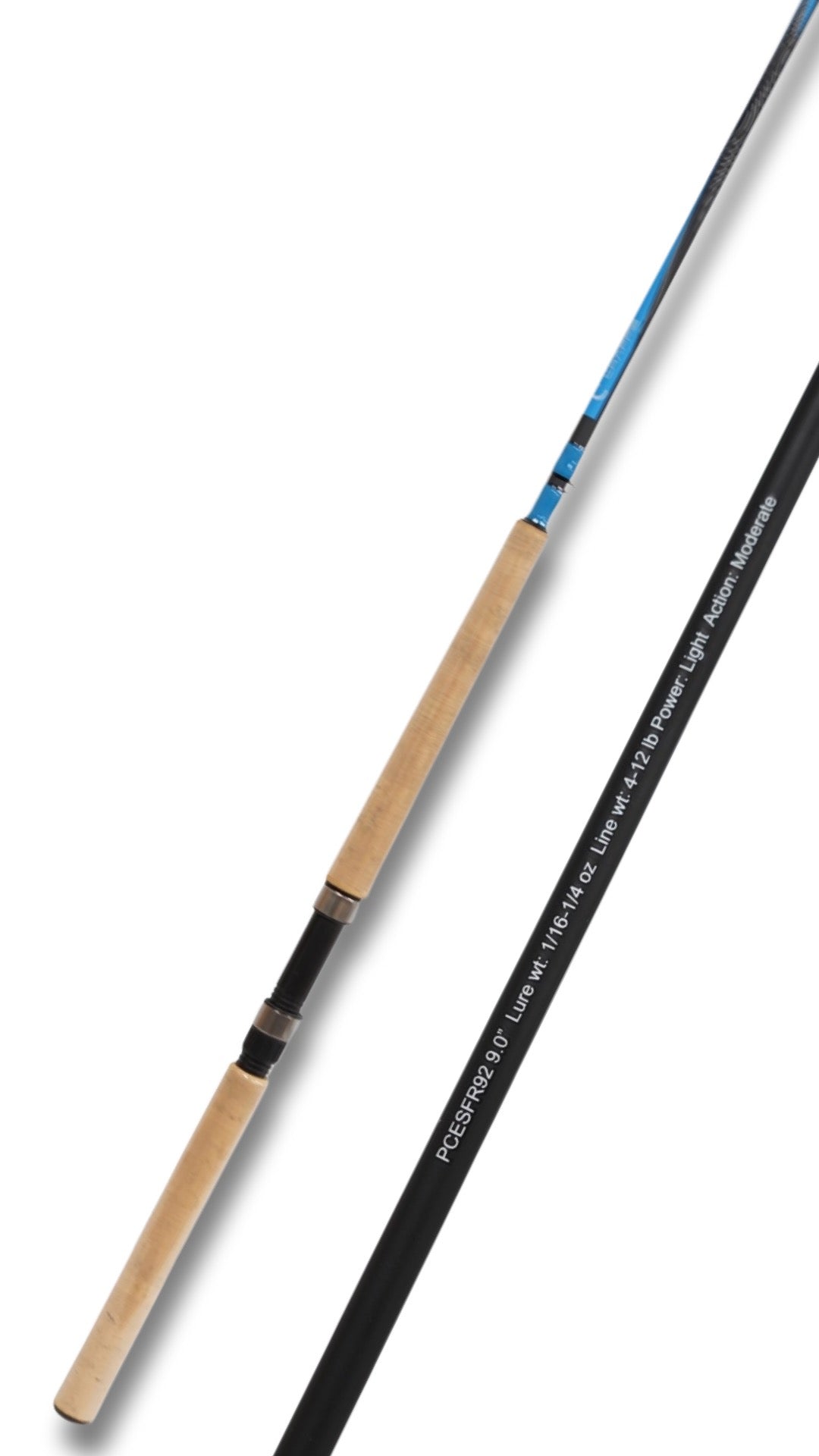 Pure Crappie Elite Series Fishing Rod 9' Ultra Light 2Pc. Carbon Fiber Rod/Cork Grip Ceramic Guides