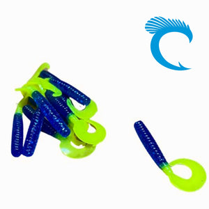 Pure Crappie Pig Tail Pro - Blue w/Silver Flake/Chartreuse 2.5”