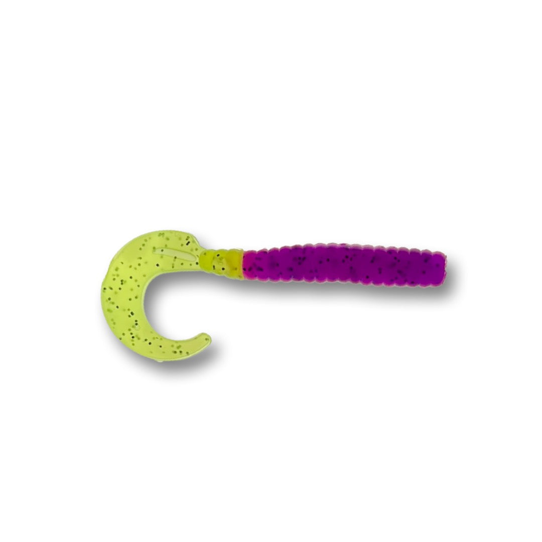 Pure Crappie Pig Tail Pro - Purple/Chartreuse 2.5”