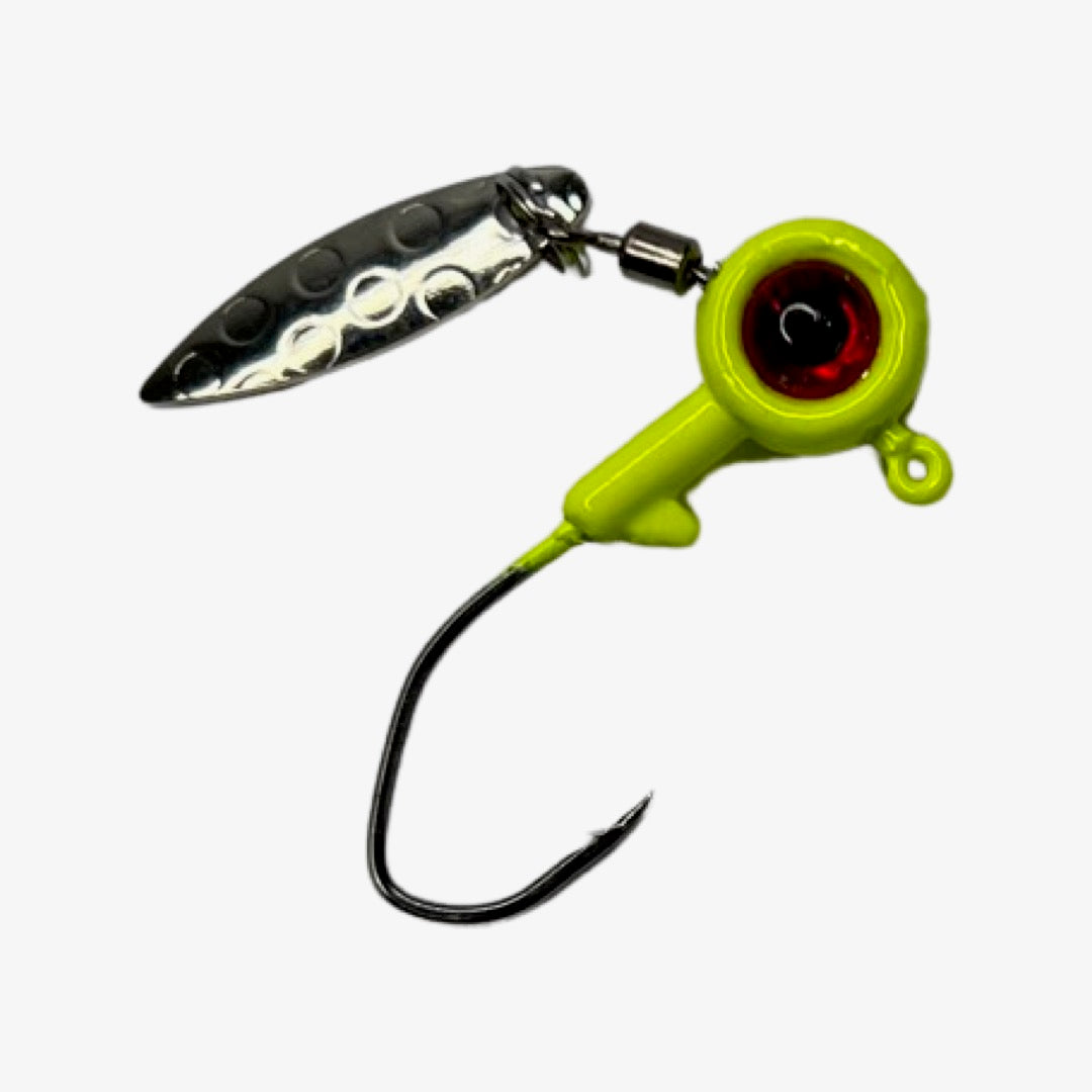  Crappie Jigs Big Eye Jig Heads, 16Pcs Flat Round Head Jig  Hooks Spinner Blades Fishing Hooks Painted Fishing Jigs Lures For Bass Trout