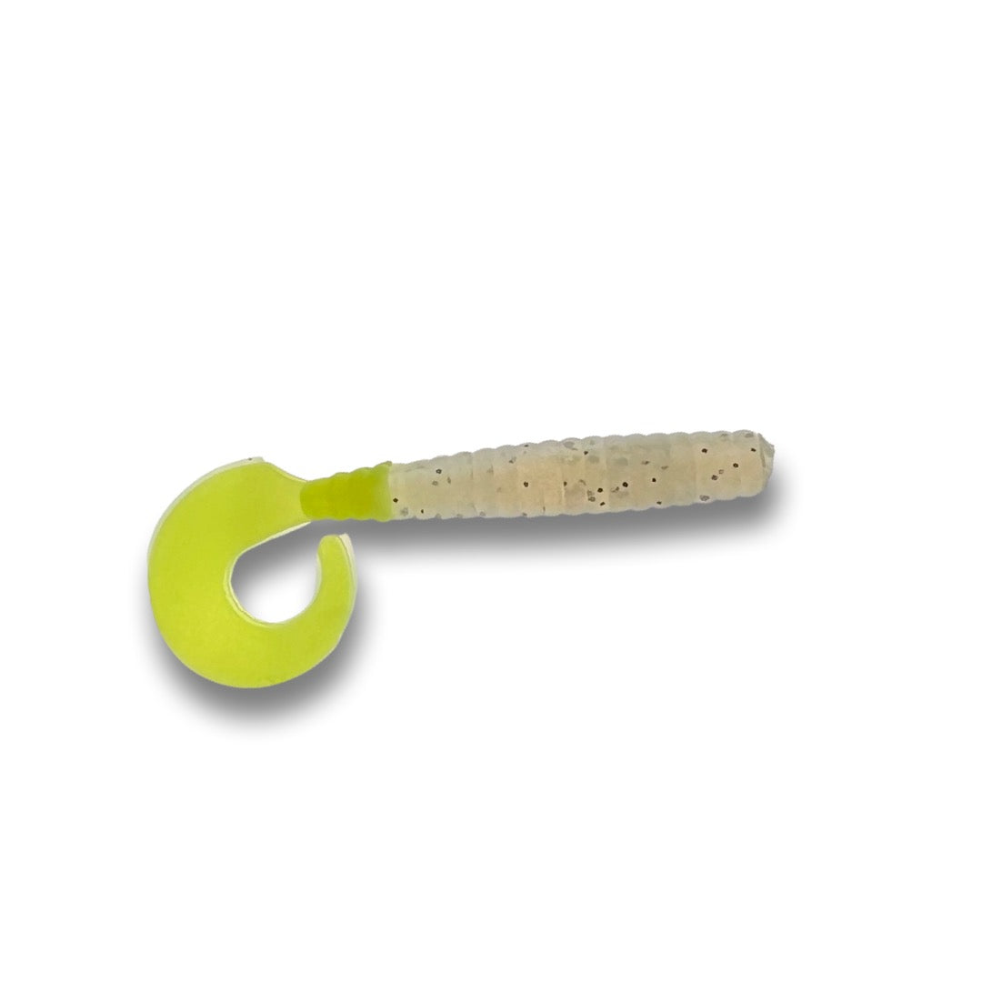 Pure Crappie Pig Tail Pro - Clear w/Flake/Chartreuse 2.5”